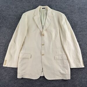 Polo Ralph Lauren Sport Coat Extra Large Ivory Linen Solid Summer Designer Italy